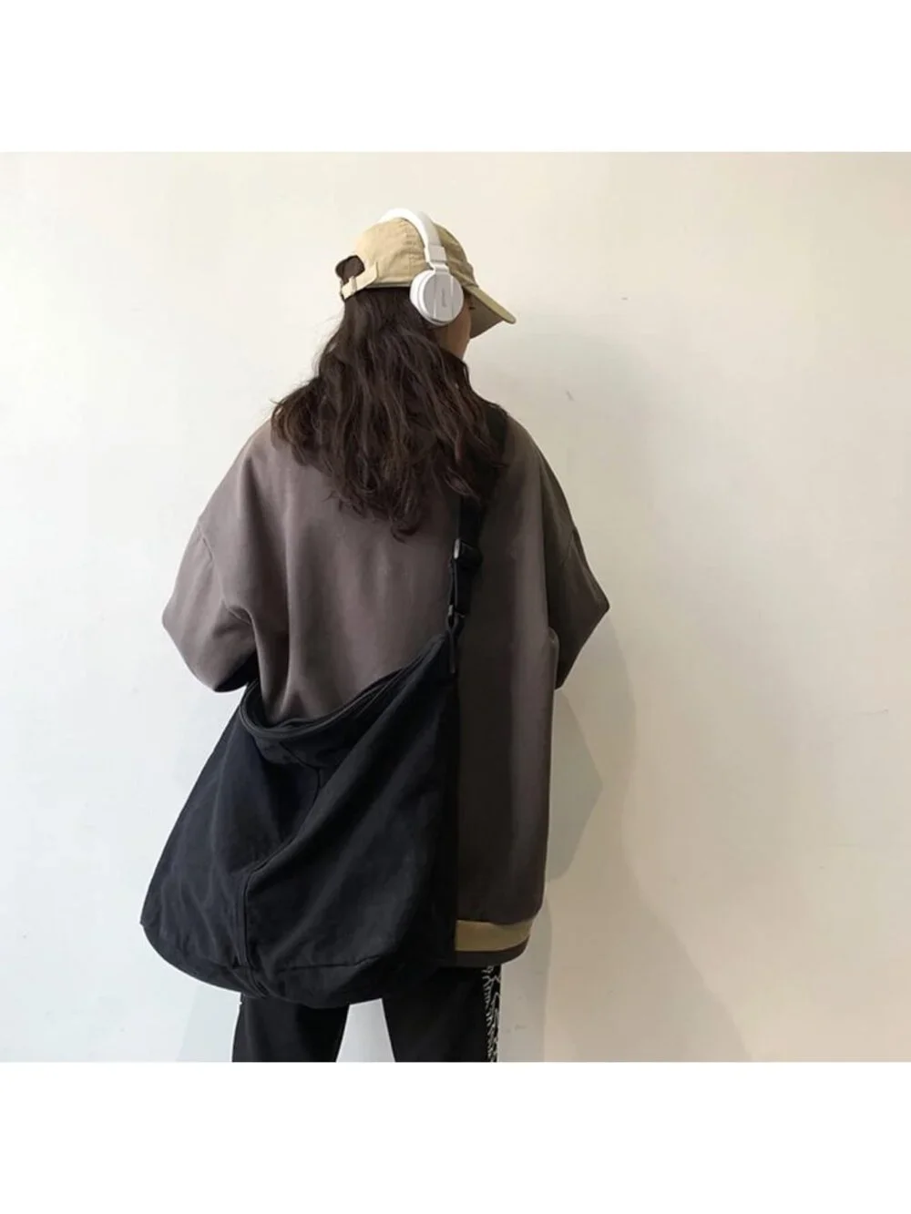 Women's Black2 Travel Canvas Zipper Crossbody Shoulder Laptop Bag